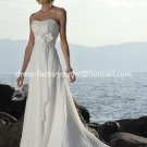 A-line Bridal Dress Strapless White Chiffon Mg381 Beach Wedding Dress Sz6 8 10 12 14 16+