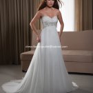 A-line Bridal Dress Strapless White Chiffon Embroidery Wedding Dress Y09 Sz6 8 10 12 14 16+