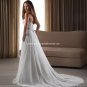 A-line Bridal Dress Strapless White Chiffon Embroidery Wedding Dress Y09 Sz6 8 10 12 14 16+