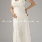 A-line Bridal Dress Sheer Straps V-neck White Chiffon Maternity Wedding Dress Sz6 8 10 12 14 16+