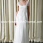 A-line Bridal Dress Cap Sleeves White Chiffon Maternity Wedding Dress Sz6 8 10 12 14 16+