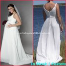A-line Bridal Dress Spaghetti Straps White Chiffon Jeweled SASH Wedding Dress H19 Sz6 8 10 12 14 16+