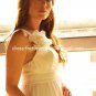 A-line Bridal Dress V-neck White Ivory Chiffon Empire Wedding Dress H35 Sz6 8 10 12 14 16+