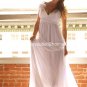 A-line Bridal Dress V-neck White Ivory Chiffon Empire Wedding Dress H35 Sz6 8 10 12 14 16+