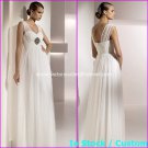 A-line Bridal Dress V-neck White Ivory Silk Chiffon Empire Wedding Dress Sz6 8 10 12 14 16+