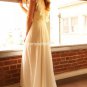 A-line Bridal Dress Round-neck White Ivory Chiffon Gold SASH Empire Wedding Dress Sz6 8 10 12 14 16+