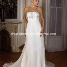 A-line Bridal Dress Thin Straps White Ivory Silk Chiffon Empire Wedding Dress Sz6 8 10 12 14 16+