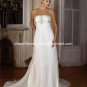 A-line Bridal Dress Thin Straps White Ivory Silk Chiffon Empire Wedding Dress Sz6 8 10 12 14 16+
