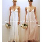 A-line Sexy Bridal Dress Thin Straps White Ivory Chiffon Empire Wedding Dress Sz6 8 10 12 14 16+