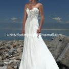 A-line Bridal Dress Beaded Strapless White Ivory Chiffon Empire Wedding Dress Sz 4 6 8 10 12 14 16+