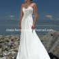 A-line Bridal Dress Beaded Strapless White Ivory Chiffon Empire Wedding Dress Sz 4 6 8 10 12 14 16+