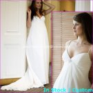 A-line Sexy Bridal Dress Thin Straps White Ivory Chiffon Empire Wedding Dress Sz6 8 10 12 14 16+