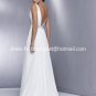 A-line Bridal Dress Deep V-neck White Ivory Chiffon Empire Wedding Dress Sz 4 6 8 10 12 14 16+