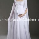 A-line Bridal Dress Long Sleeves White Chiffon Empire Maternity Wedding Dress Sz 4 6 8 10 12 14+