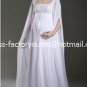 A-line Bridal Dress Long Sleeves White Chiffon Empire Maternity Wedding Dress Sz 4 6 8 10 12 14+
