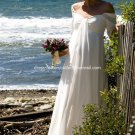 A-line Bridal Dress SHort Sleeves White Chiffon Empire Maternity Wedding Dress Sz 4 6 8 10 12 14+