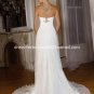 A-line Bridal Dress Thin Straps White Ivory Silk Chiffon Empire Wedding Dress Sz6 8 10 12 14 16+
