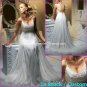 A-line Bridal Dress Sexy White Silk Chiffon Embrpoidery Empire Wedding Dress Sz 4 6 8 10 12 14+