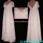 A-line Bridal Dress V-neck  Short Sleeves White Chiffon Jeweled Wedding Dress Sz 4 6 8 10 12 14+