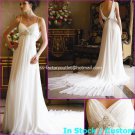 A-line Bridal Dress Spaghett Straps White Chiffon Backless Back Wedding Dress Sz 4 6 8 10 12 14+