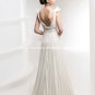 A-line Bridal Dress V-neck White Silk Chiffon Jeweled Empire Wedding Dress Sz 4 6 8 10 12 14+