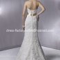 Alencon Lace Bridal Gown Strapless Ivory White Gold SASH Mermaid Wedding Dress Sz 2 4 6 8 10+