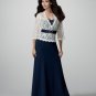 A-line Navy Blue Long Sleeves Mother of the Bride Dress Custom Lace Chiffon Evening Prom Dress