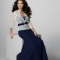 A-line Navy Blue Long Sleeves Mother of the Bride Dress Custom Lace Chiffon Evening Prom Dress