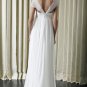 A-line Bridal Dress Cap Sleeves White Chiffon Maternity Wedding Dress Sz6 8 10 12 14 16+
