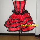 Strapless Short Bridesmaid Dress Red Black Wedding Prom Party Dress Sz 2 4 6 8 10+