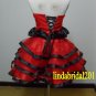 Strapless Short Bridesmaid Dress Red Black Wedding Prom Party Dress Sz 2 4 6 8 10+