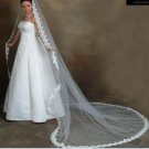 1 Tier White Ivory Wide Lace Ruffles Cathedral Cut Wedding Veil 2.8X1.5 M Bridal Veils Mantilla