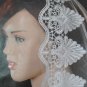 1 Tier White Ivory Wide Lace Ruffles Cathedral Cut Wedding Veil 2.8X1.5 M Bridal Veils Mantilla