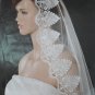 1 Tier White Ivory Wide Lace Ruffles Cathedral Cut Wedding Veil 2.8X1.5 M Bridal Veils Mantilla