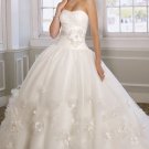 Ivory White Roses Bridal Gown Strapless Sweetheart Wedding Dress Bridal Ball GownSz 2 4 6 8 10 12+