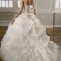 A-line Ivory White Bridal Gown Strapless Purple SAsh Wedding Dress Bridal Ball GownSz 2 4 6 8 10 12+