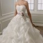 A-line Ivory White Bridal Gown Strapless Purple SAsh Wedding Dress Bridal Ball GownSz 2 4 6 8 10 12+