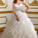 A-line Ivory White Bridal Gown Strapless Organza Wedding Dress Bridal Ball Gown Sz 2 4 6 8 10 12+