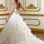 A-line Ivory White Bridal Gown Strapless Organza Wedding Dress Bridal Ball Gown Sz 2 4 6 8 10 12+