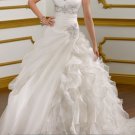 A-line Ivory White Bridal Gown Organza Wedding Dress V-neck Bridal Ball Gown Sz 2 4 6 8 10 12+