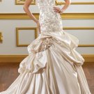 A-line CHAMPAGNE Bridal Gown Embroidery Wedding DresS Strapless Bridal Ball Gown Sz 2 4 6 8 10 12+