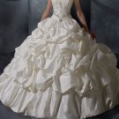 A-line Ivory Bridal Gown Strapless Taffeta Wedding Dress Bridal Ball Gown Sz 2 4 6 8 10 12+
