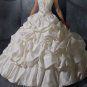 A-line Ivory Bridal Gown Strapless Taffeta Wedding Dress Bridal Ball Gown Sz 2 4 6 8 10 12+