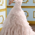 Ivory White Bridal Gown V-neck Pink Organza Wedding Dress A-ine Bridal Ball Gown Sz 2 4 6 8 10 12+