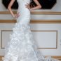 Ivory White Bridal Gown One Shoulder Roses Wedding Dress Mermaid Bridal Gown Sz 2 4 6 8 10 12+