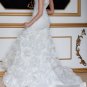 Ivory White Bridal Gown One Shoulder Roses Wedding Dress Mermaid Bridal Gown Sz 2 4 6 8 10 12+