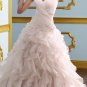 Ivory White Bridal Gown V-neck Pink Organza Wedding Dress A-ine Bridal Ball Gown Sz 2 4 6 8 10 12+