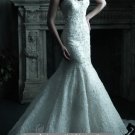 White Lace Bridal Gown Strapless Rhinestones Wedding DresS Mermaid Bridal Gown Sz 2 4 6 8 10 12+