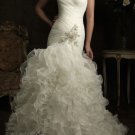 White Ivory Organza Strapless Wedding Dress Cascading Ruffles Bridal Gown Sz4 6 8 10 12 14+