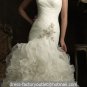 White Ivory Organza Strapless Wedding Dress Cascading Ruffles Bridal Gown Sz4 6 8 10 12 14+